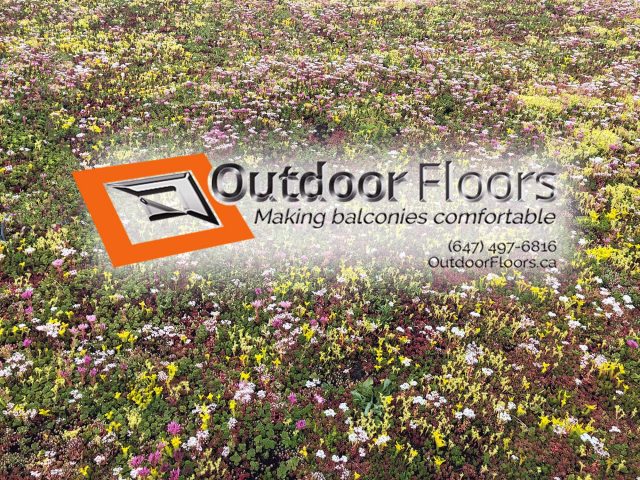Outdoor Floors in Toronto - logo on rooftop terrace flower bed