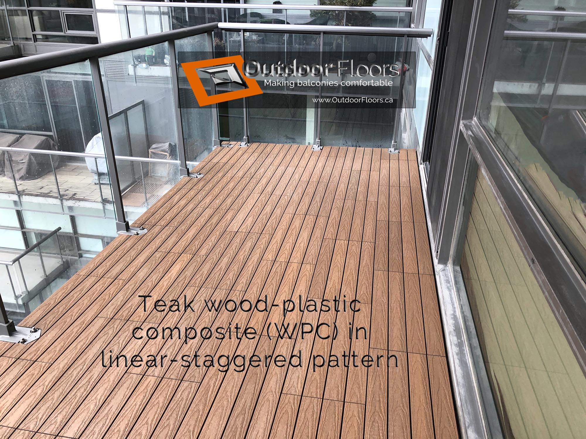 Teak-Wood-Plastic-Composite-Deck-Tiles-on-Balcony-in-Linear-Staggered-Pattern-at-OUTDOOR-FLOORS